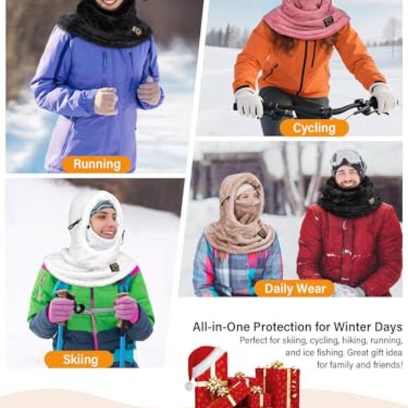 Fleece Ski Mask Balaclava Winter Full Face Cover Hooded Scarf Neck Warmer